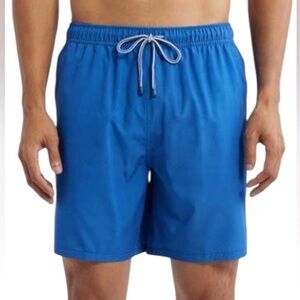 PETER MILLAR Atlantic Blue Pattern Swim Trunks Crown Logo Men’s XL